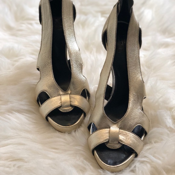 Givenchy Gold Open Toe Heels - Picture 3 of 8